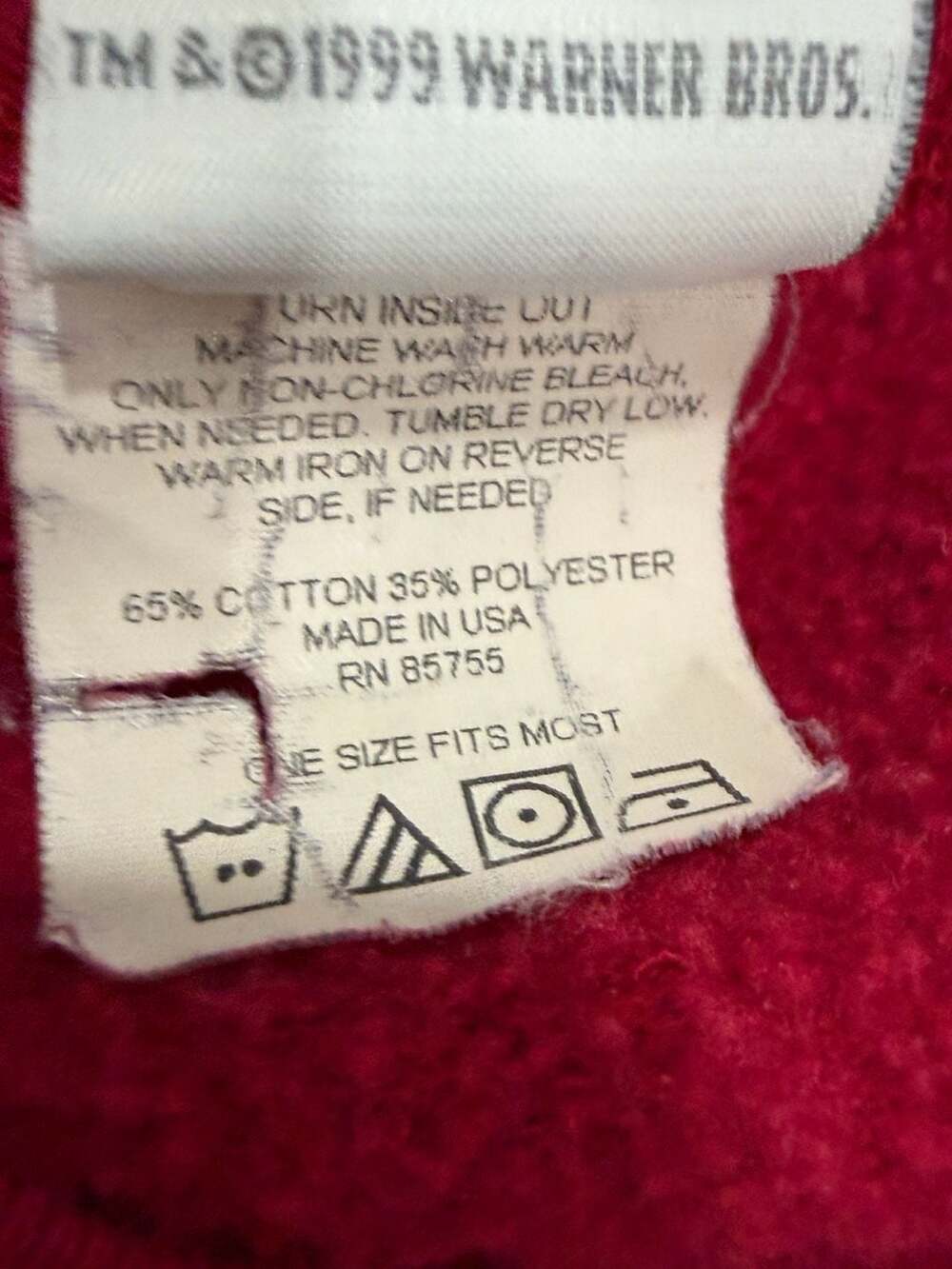 Warner Bros. Looney Tunes Crewneck Sweatshirt One Size Fits Most Red - Picture 6 of 7